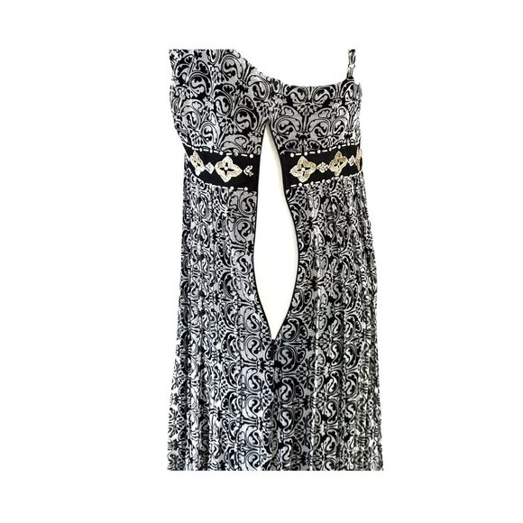 ECI New York Dress Spaghetti Strap Black White Pattern Sequin V Neck Size 10 - Picture 6 of 7